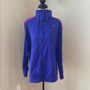 Vintage Adidas track suit top blue and purple three stripes workout layering